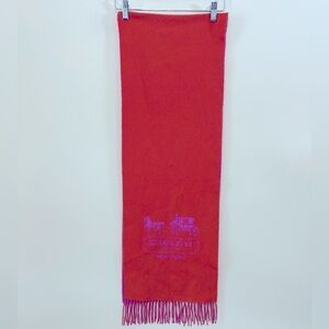 Coach Orange Scarf with Purple Logo reversible Cashmere muffler